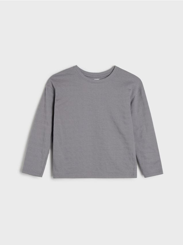 Sinsay - Tricou din tricotaj texturat, cu mânecă lungă - gri-închis