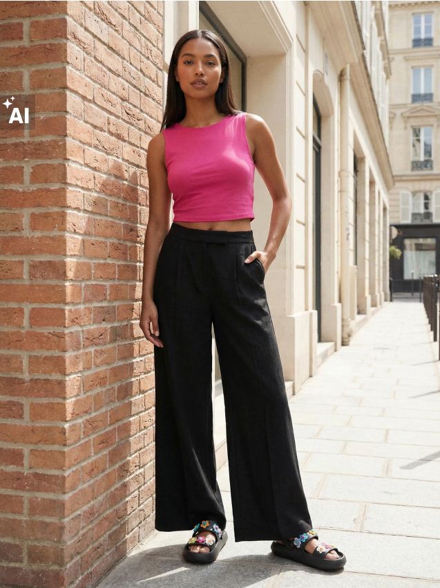 Sinsay - Crop top basic din bumbac - roz-aprins
