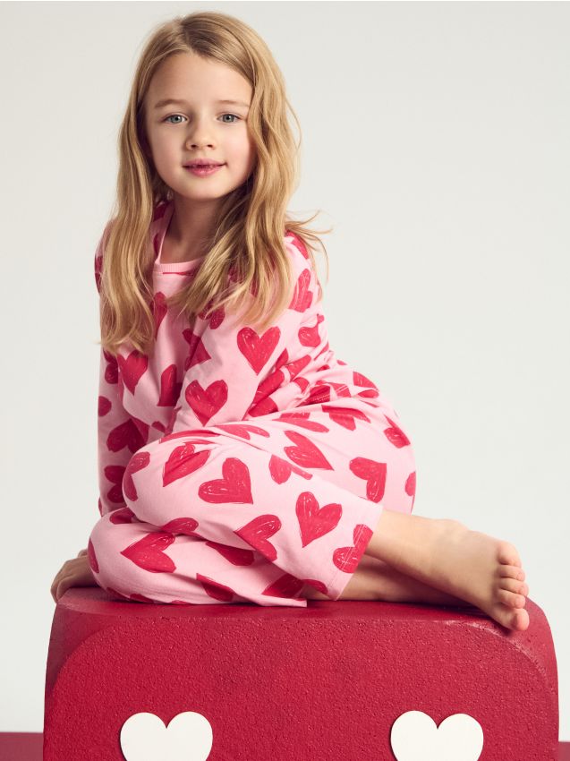 Sinsay - Piżama dwuczęściowa w serca - różowy