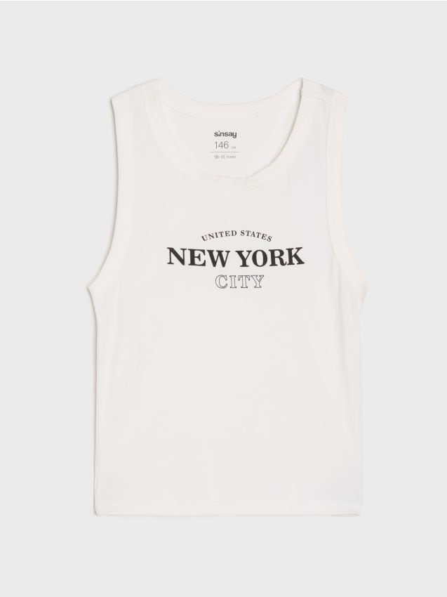 Sinsay - Tricou din bumbac cu inscripție New York - alb