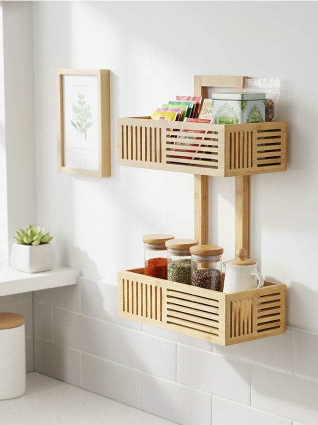 Sinsay - Raft din bambus cu două niveluri - bej