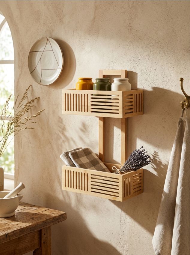 Sinsay - Raft din bambus cu două niveluri - bej