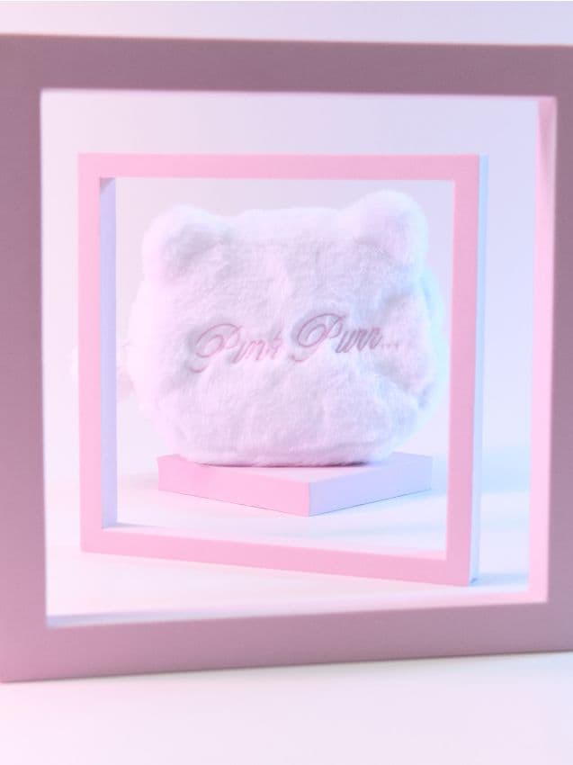 Sinsay - Trusou cosmetic cu blană sintetică și motiv de pisică - alb