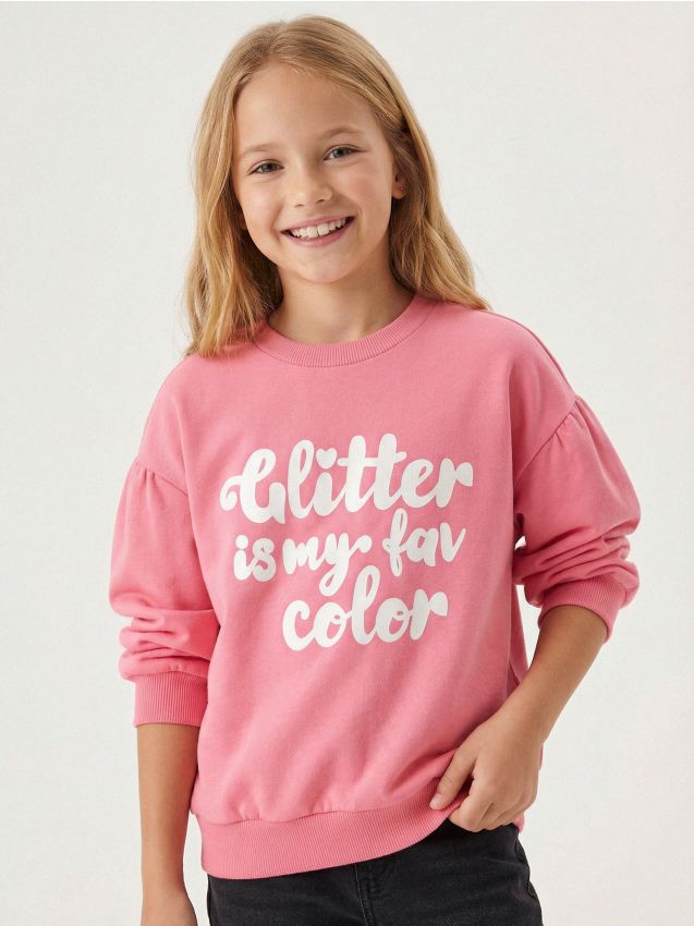 Sinsay - Hanorac cu guler rotund - corai