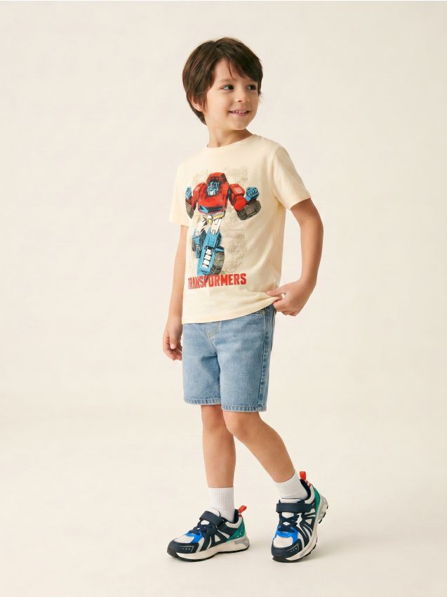 Sinsay - Tricou din bumbac cu imprimeu Transformers - crem