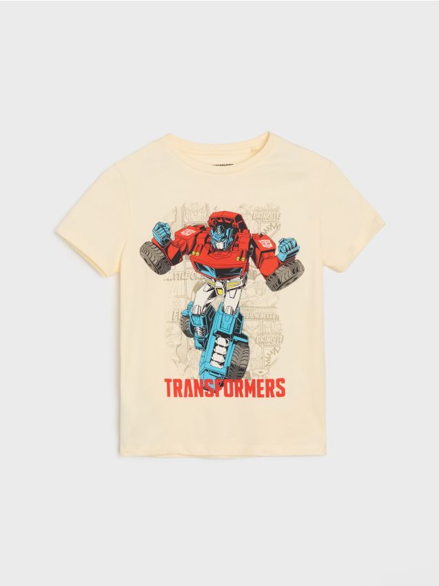 Sinsay - Tricou din bumbac cu imprimeu Transformers - crem