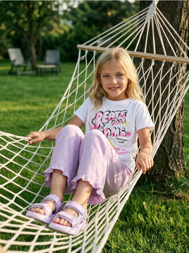 Sinsay - Tricou din bumbac cu imprimeu - alb