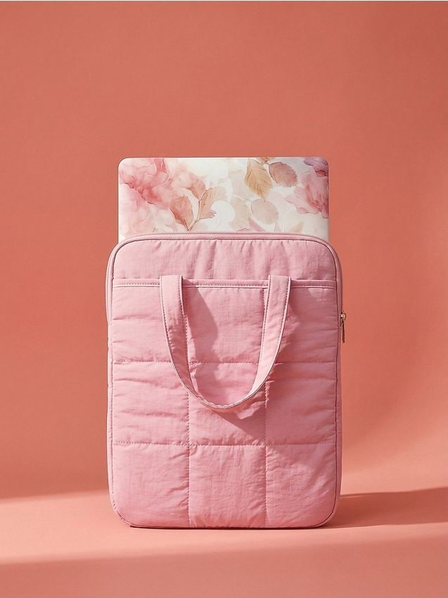Sinsay - Geantă matlasată pentru laptop - roz-pastel