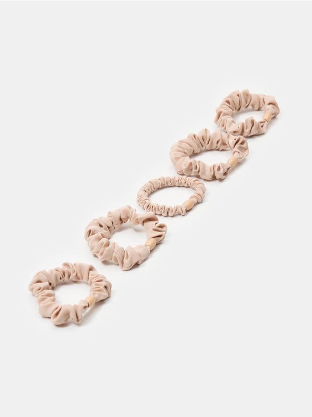 Sinsay - Elastice de păr scrunchie 5 pack - nude
