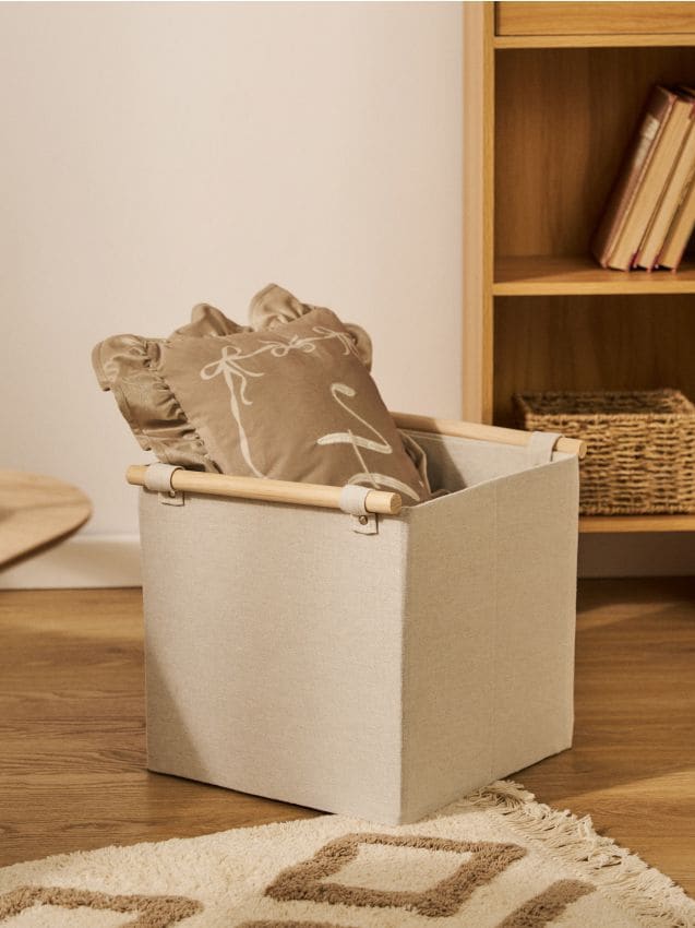 Sinsay - Cutie de depozitare cu mânere din lemn - gri deschis