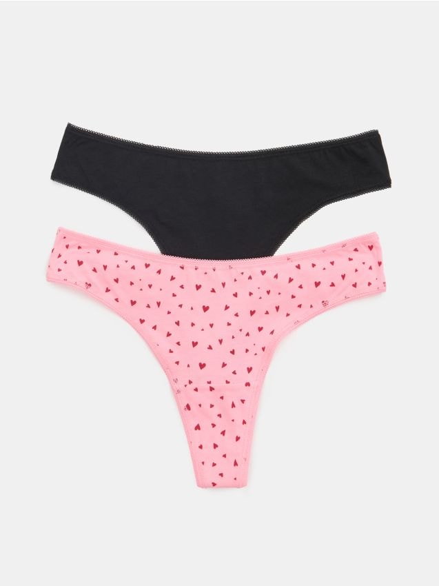 Sinsay - Bawełniane stringi 2 pack - wielobarwny