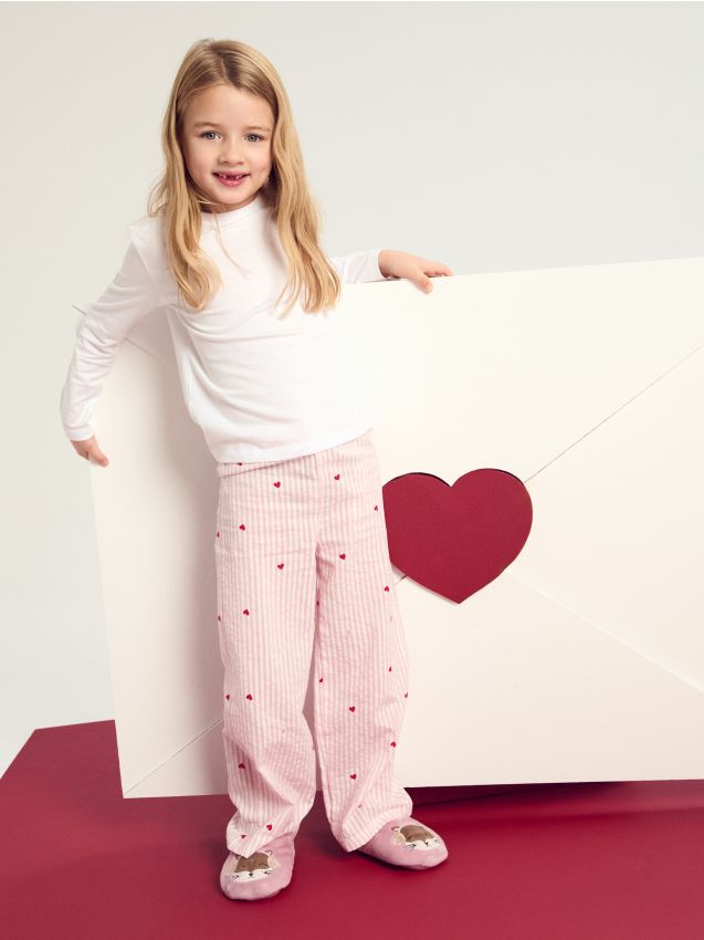 Sinsay - Pijama din bumbac în două piese cu imprimeu - crem