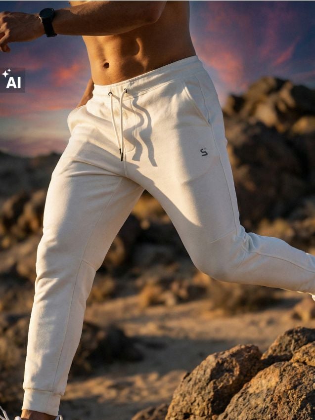 Sinsay - Pantaloni tapered fit SNSY PERFORMANCE - alb