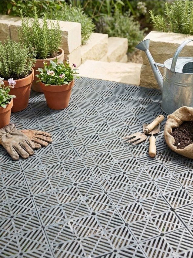 Sinsay - Plăci de grădină cu model geometric ajurat 4 pack - gri-închis
