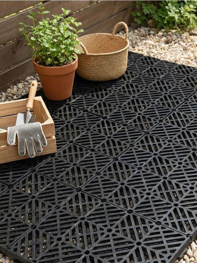 Sinsay - Plăci de grădină cu model geometric ajurat 4 pack - negru