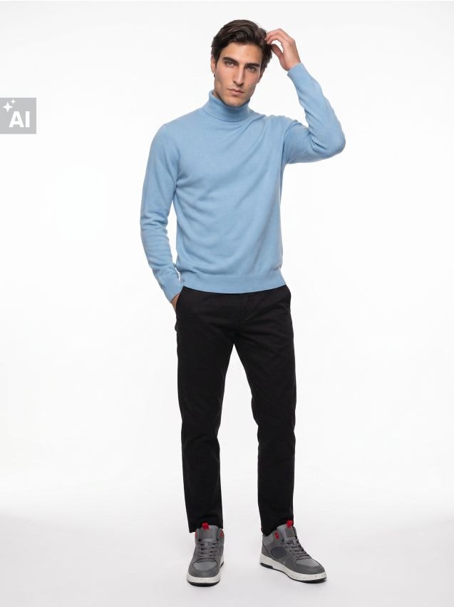 Sinsay - Guler clasic din bumbac - light blue