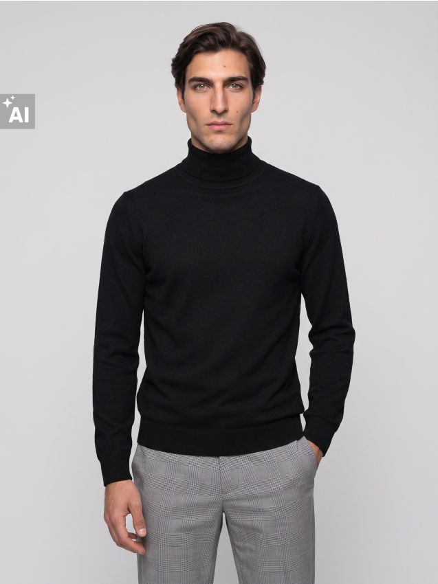 Sinsay - Guler clasic din bumbac - negru