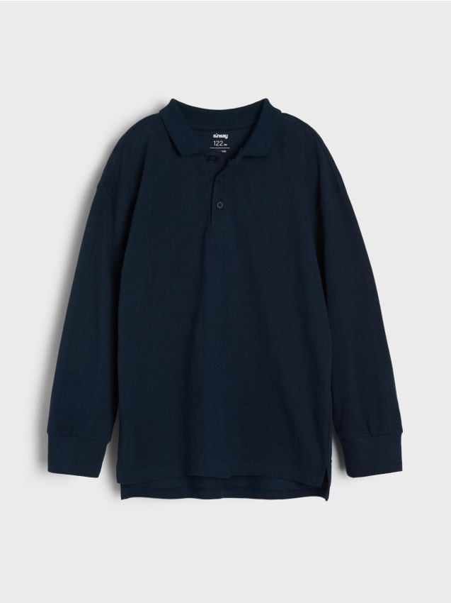 Sinsay - Koszulka polo z długim rękawem - granatowy