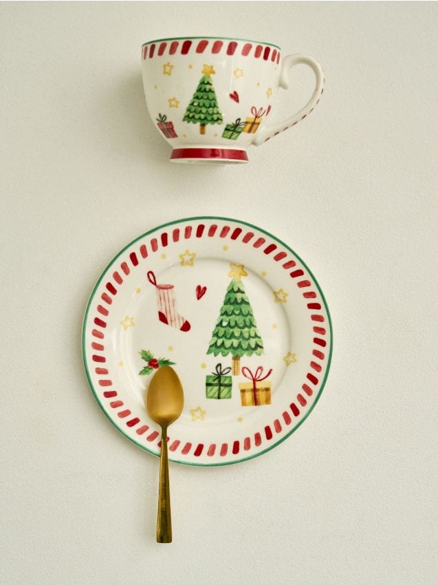 Sinsay - Vianočný tanier s motívom stromčeka - červená