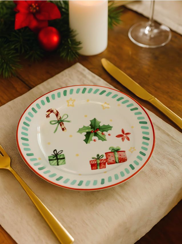 Sinsay - Vianočný tanier s motívom darčekov - zelená