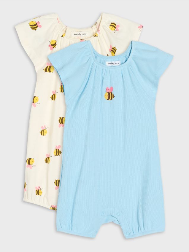 Sinsay - Set 2 salopete din tricot moale cu textură în dungi - crem