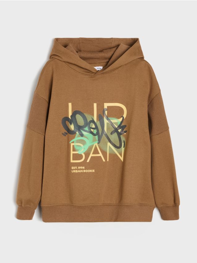 Sinsay - Hanorac cu imprimeu graffiti - maro