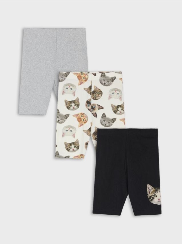 Sinsay - Colanți scurți cu imprimeu cu pisici 3 pack - multicolor