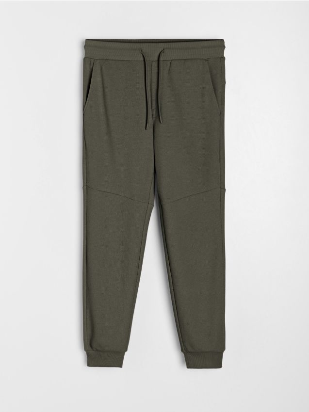 Sinsay - Pantaloni jogger de trening din material piqué - kaki