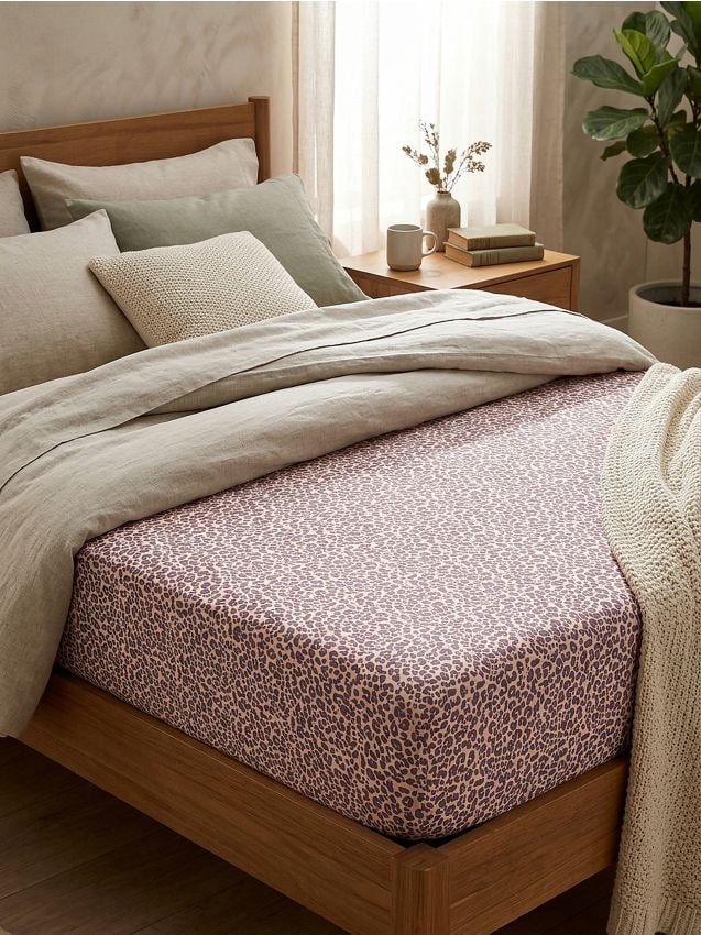 Sinsay - Cearșaf cu elastic cu imprimeu leopard - bej
