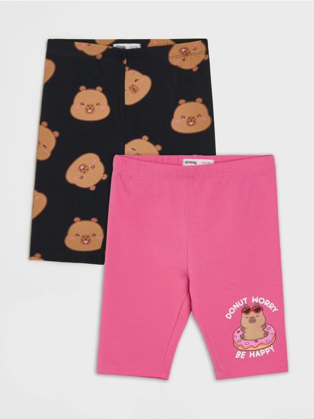 Sinsay - Pantaloni scurți tip colant din bumbac cu imprimeu 2 pack Capybara - multicolor