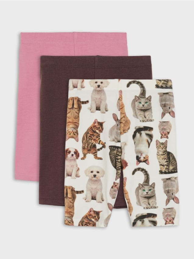 Sinsay - Pantaloni scurți tip cycling din bumbac cu imprimeu animal 3 pack - multicolor