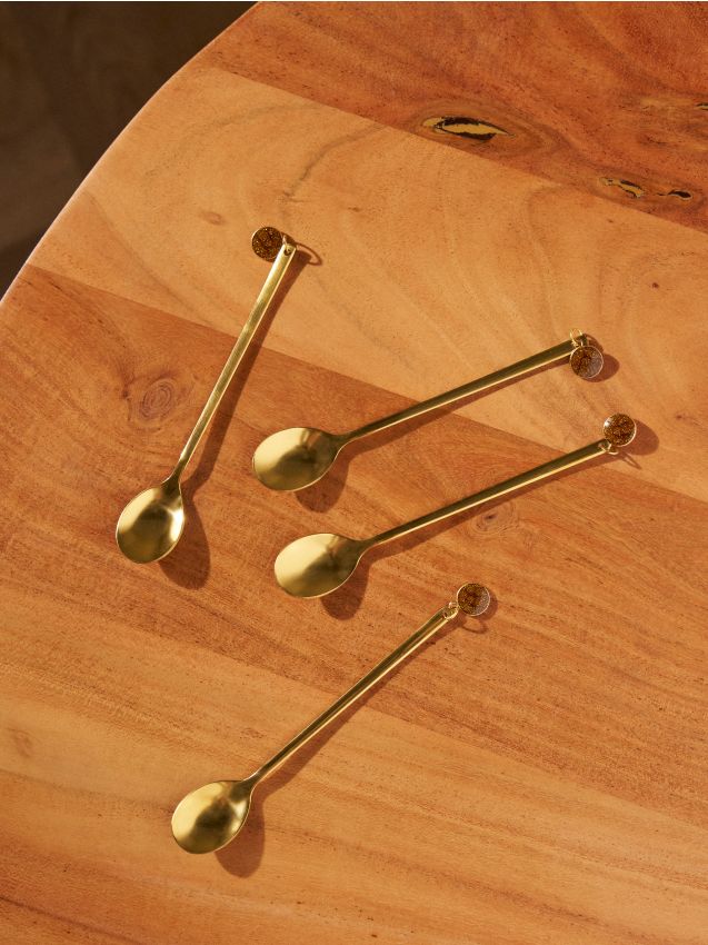 Sinsay - Sada zlatých lyžičiek s trblietkami - zlatá