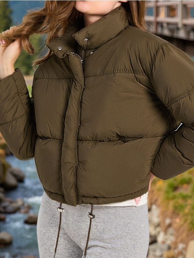 Sinsay - Prešívaná puffer bunda - žlto-zelená