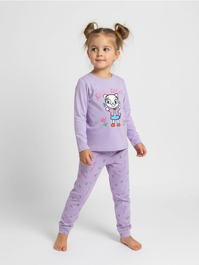 Sinsay - Pijamă din bumbac în două piese Kitty Kotty - lavand