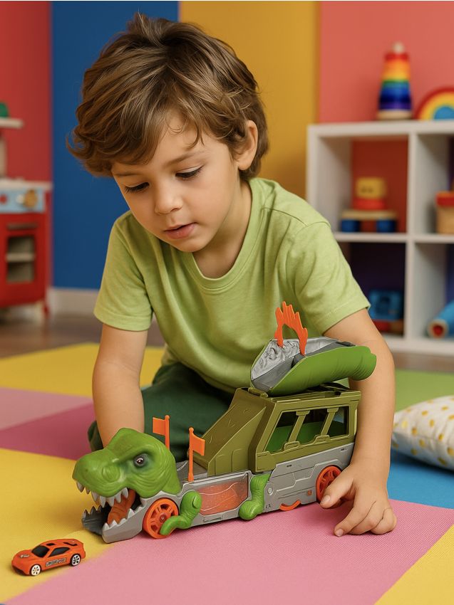 Sinsay - Hračka – Auto s dinosaurou dráhou - modrozelená