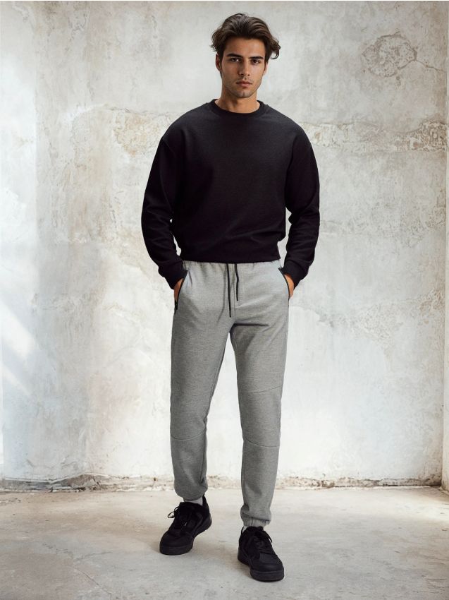 Sinsay - Pantaloni de trening tip jogger - gri deschis
