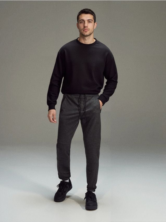 Sinsay - Pantaloni de trening tip jogger - gri-închis