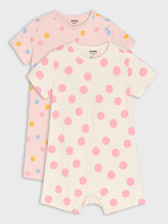 Sinsay - Salopetă din bumbac cu model cu buline 2 pack - crem