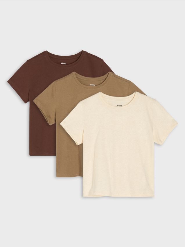 Sinsay - Tricouri din bumbac 3 pack - multicolor