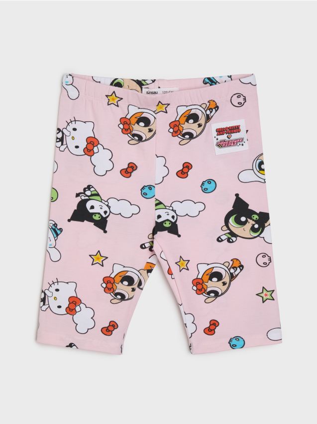 Sinsay - Colanți scurți din bumbac Hello Kitty and Friends The Powerpuff Girls - roz