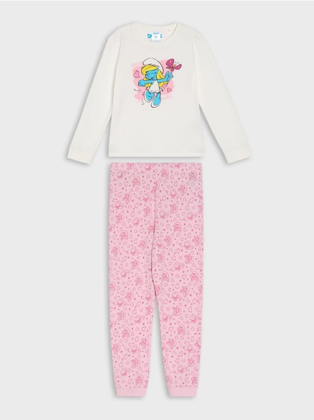 Sinsay - Pijama din două piese The Smurfs - crem