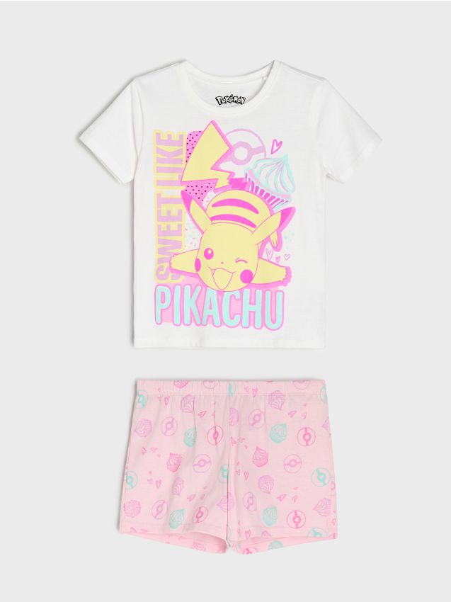 Sinsay - Pijamă din bumbac în două piese Pokémon - alb