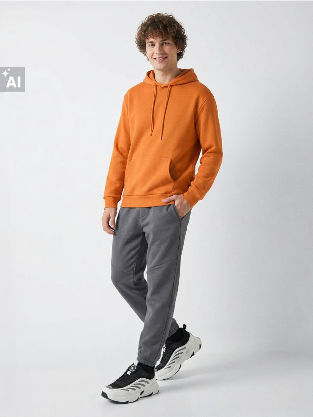 Sinsay - Pantaloni de molton regular fit - gri-neutru