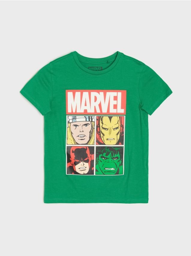 Sinsay - Tricou din bumbac cu imprimeu Marvel - verde