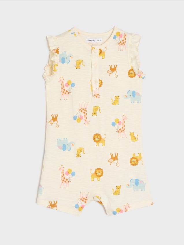 Sinsay - Salopetă din bumbac cu motiv safari - crem