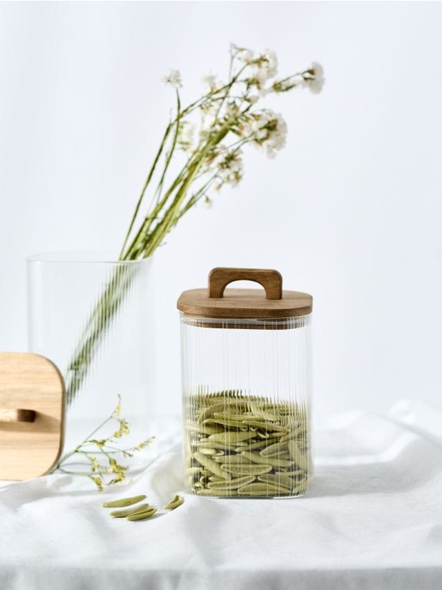 Sinsay - Borcan striat pentru alimente cu capac - clear