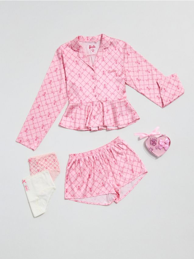 Sinsay - Pijama din două piese Barbie - roz-pastel