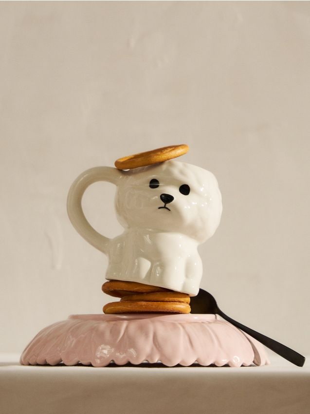 Tazza in ceramica a forma di cane - bianco