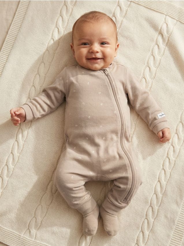 Sinsay - Salopetă din bumbac pentru bebeluși - bej