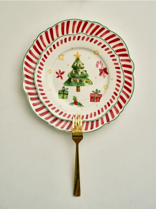 Sinsay - Farfurie cu motiv de Crăciun - roșu